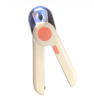 LED Pet Nail Clipper by Bucciato with built-in light, stainless steel blades, and ergonomic handle for safe, precise pet nail trimming.