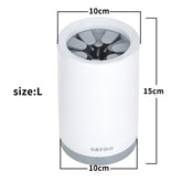 Portable pet paw cleaner cup with soft silicone comb for easy cleaning of dog or cat paws.