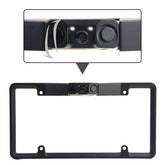 Bucciato automotive reverse camera mounted on a car license plate, provides clear rear-view visibility for safe driving.