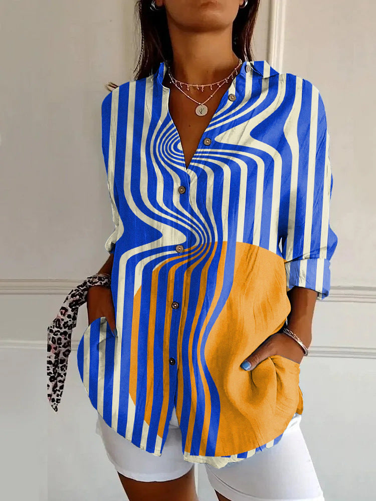 Women's Floral Pattern 3D Printed Long-Sleeve Shirt