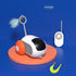 Interactive cat toy car with remote control, USB charging, self-moving feature, designed to entertain cats with chasing motion.