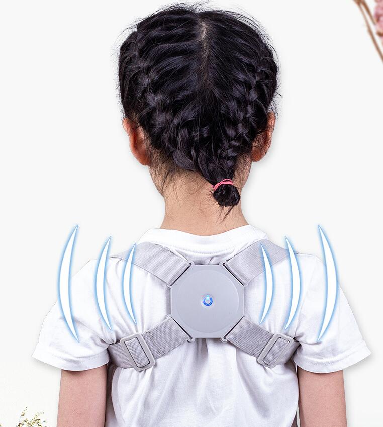 Adjustable Bucciato smart back posture corrector worn on shoulders, designed to improve posture and spinal alignment.