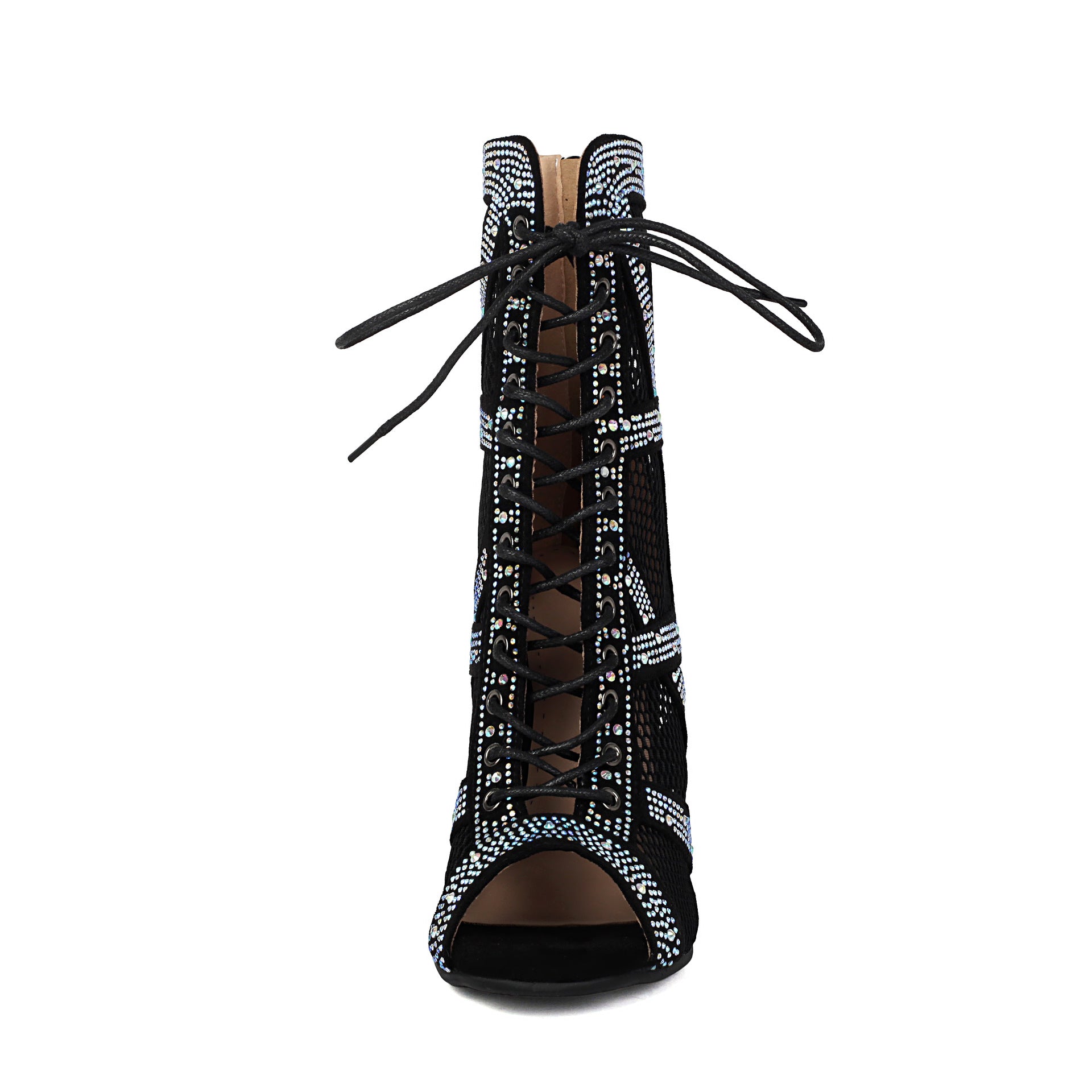 Womens Sparkling Rhinestone Heat-Transfer Mesh High Heels