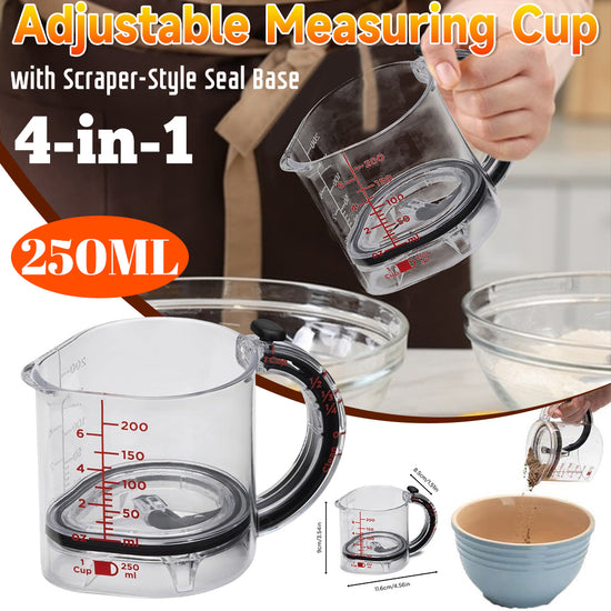 4-In-1 Adjustable Measuring Cup Multi-Functional Measuring Cup With Scraper-Style Seal Base Measurings Cube Cups For Cooking