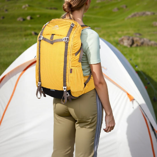 Outdoor sports and travel backpack by Bucciato with multiple compartments, adjustable straps, and durable fabric for outdoor adventures.