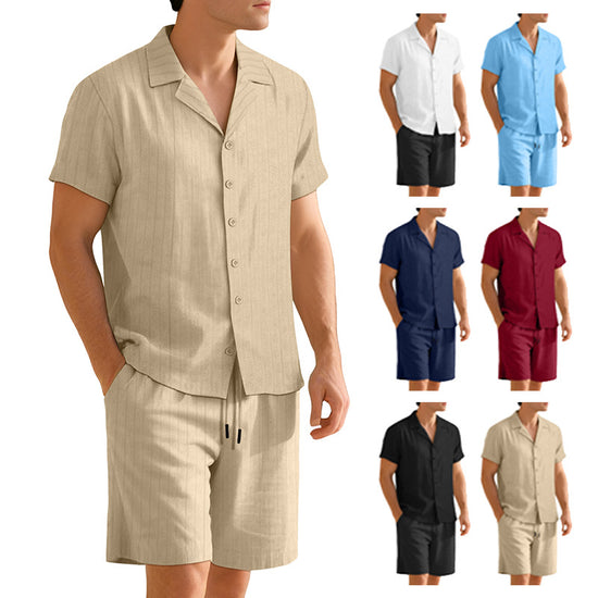Mens Commuter Casual Button-Down Short-Sleeve Shirt Set
