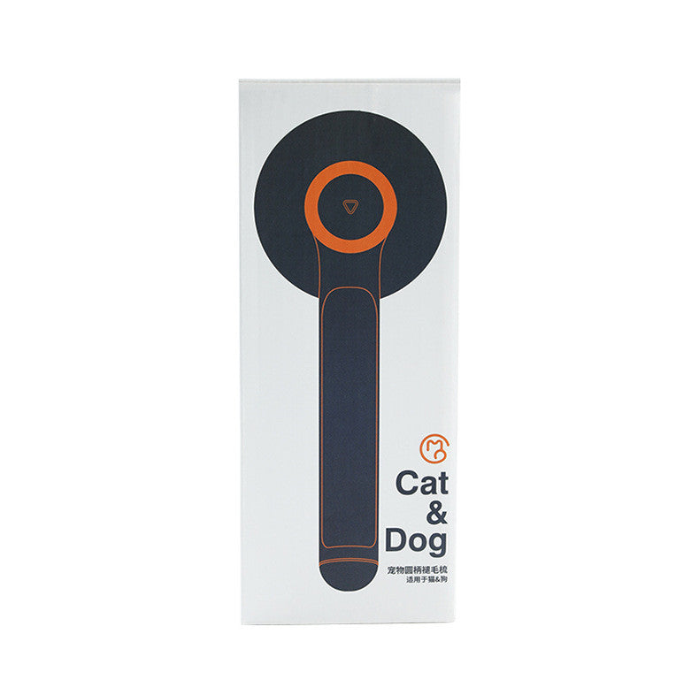 Round handle pet massage comb by Bucciato, featuring fine metal teeth for gentle grooming and pet relaxation.