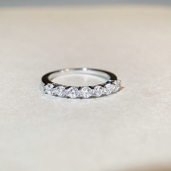 S925 Sterling Silver Seven Princess Stackable Ring Minimalist Design