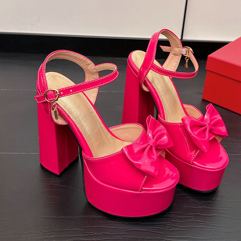 Damen-Sandalen mit Blockabsatz und ultrahohem Absatz, offener Zehenpartie