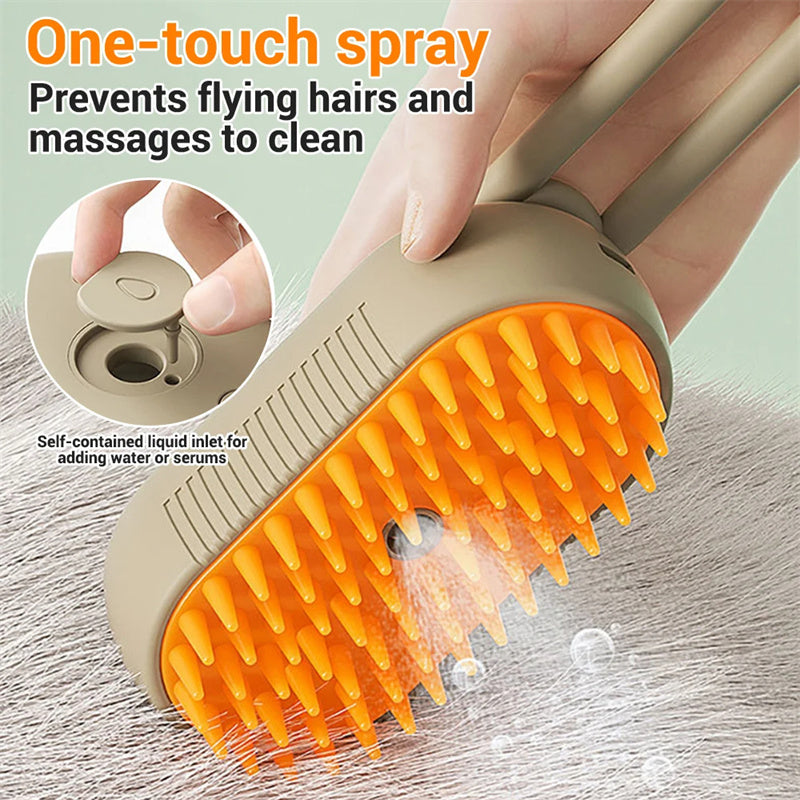 Dampfbürste für Katzen, Dampfbürste für Hunde, 3-in-1 elektrische Sprühbürste für Katzenhaare zur Massage, Tierpflegekamm, Haarentfernungskämme, Haustierprodukte