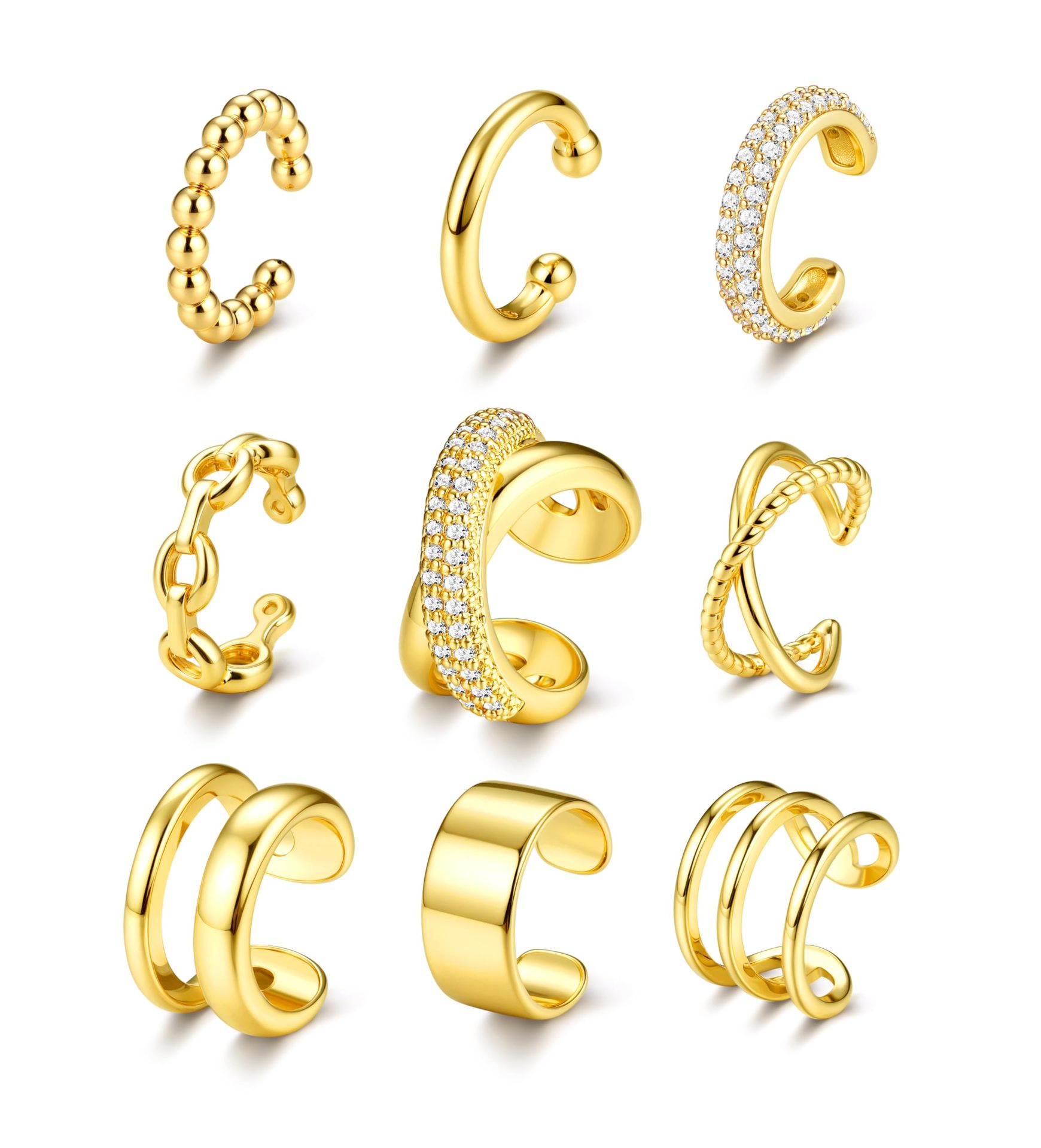 Ohrklemmen-Set mit galvanisierten Zirkonia für Damen