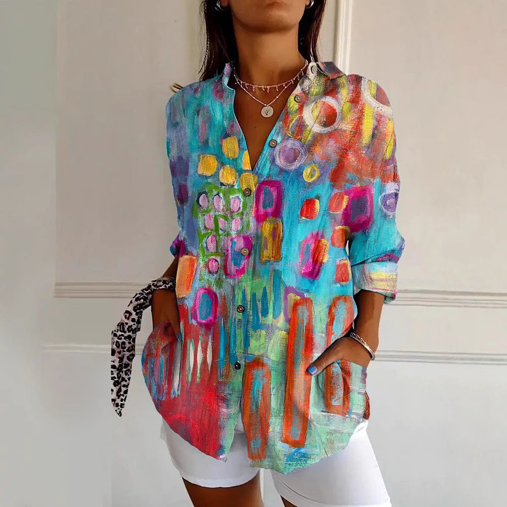 Women's Floral Pattern 3D Printed Long-Sleeve Shirt