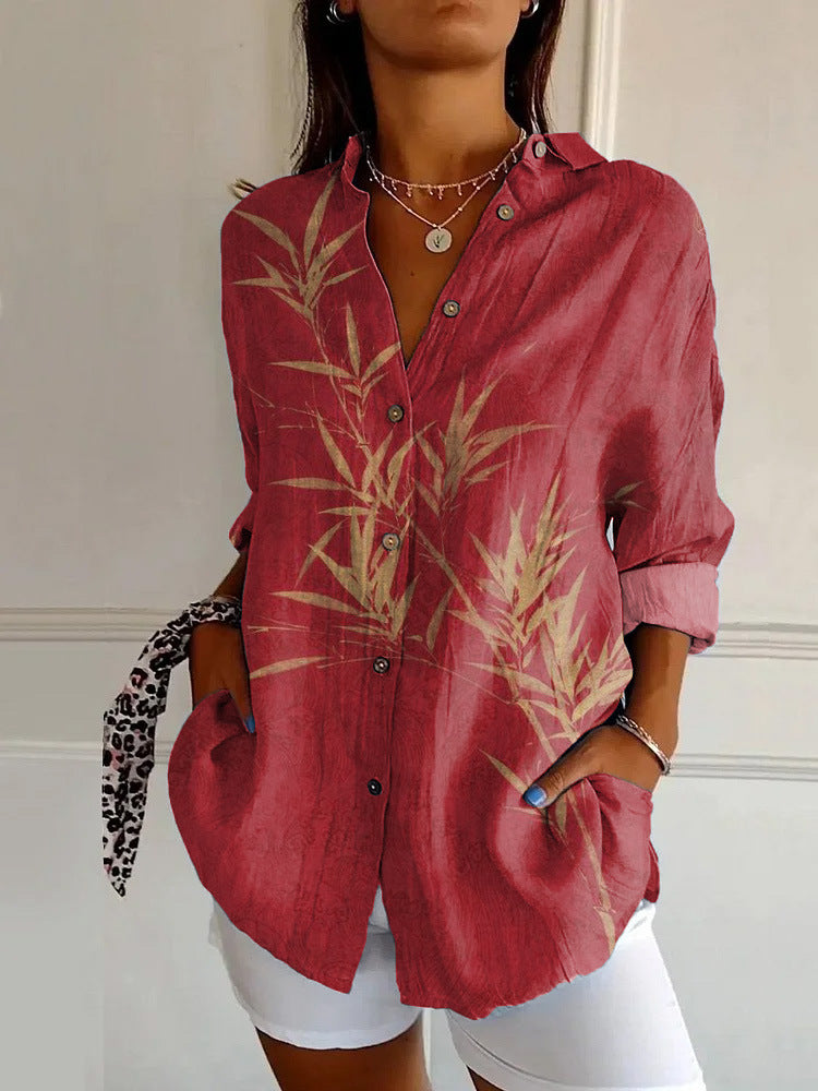 Women's Floral Pattern 3D Printed Long-Sleeve Shirt