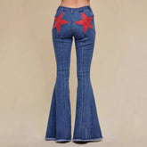 Women’s stretch denim jeans with five-pointed star stitching, stylish and fitted, from Bucciato Multi-Product Store.