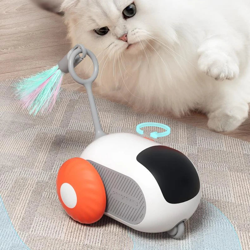 Interactive smart control cat car toy from Bucciato, USB-charged, self-moving, and designed to entertain cats with chasing and automatic movement.