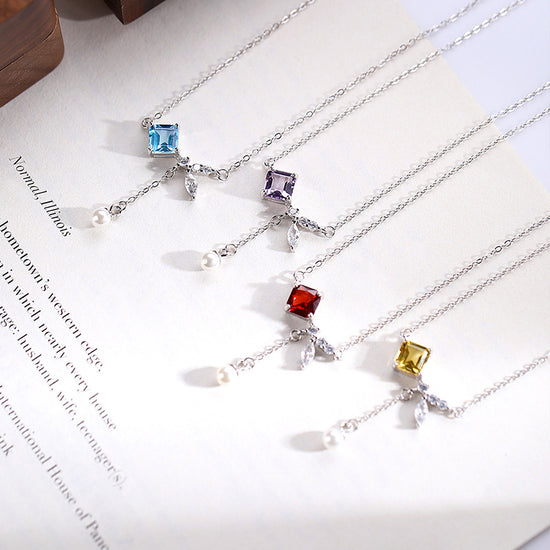 Natural Crystal Topaz Sterling Silver Necklace