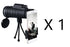 Apple-compatible monocular telescope with zoom, compass, phone clip, and tripod for outdoor viewing and wildlife observation.
