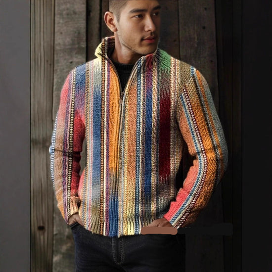Lässige Herren-Weihnachtsjacke mit 3D-Print und Reißverschluss
