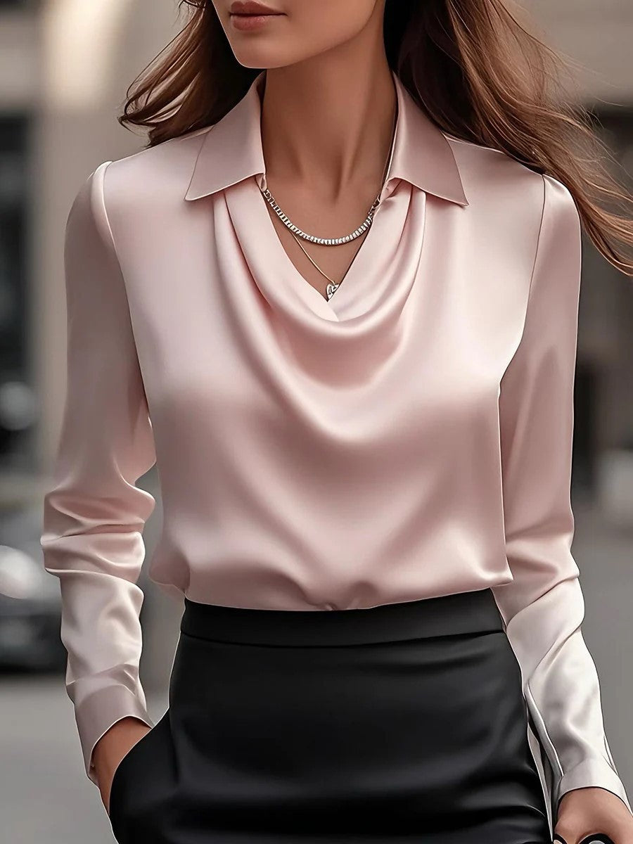 Women's Solid-Color Loose, Simple Boat-Neck Shirt