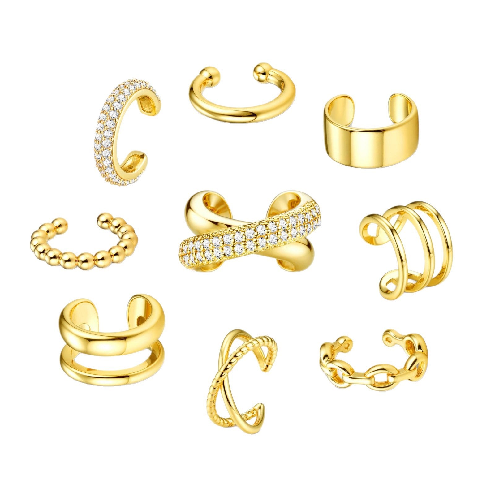 Ohrklemmen-Set mit galvanisierten Zirkonia für Damen