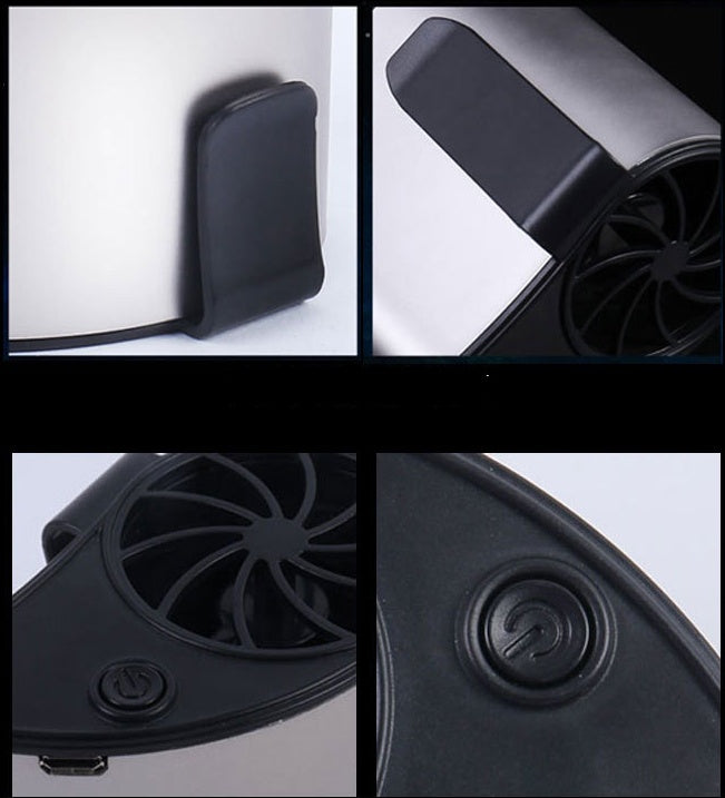 Die zweite Generation eines tragbaren Taillenventilators zur Kühlung der Taille, der mobil getragen werden kann.