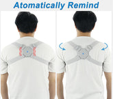 Adjustable smart back posture corrector in black, designed to help improve spinal alignment and posture.