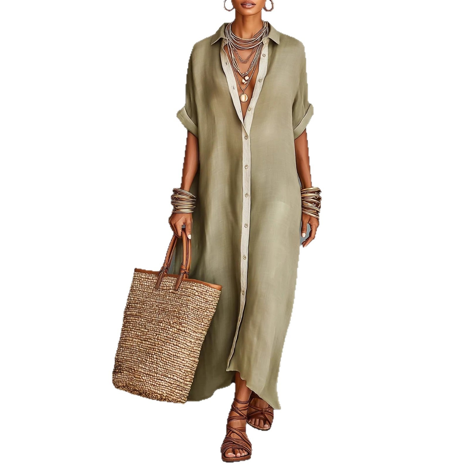 Modisches, lässiges und bequemes Kleid im Resort-Stil