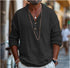 Casual long-sleeved linen shirt made from cotton and linen blend, stylish and comfortable, in a retro design.