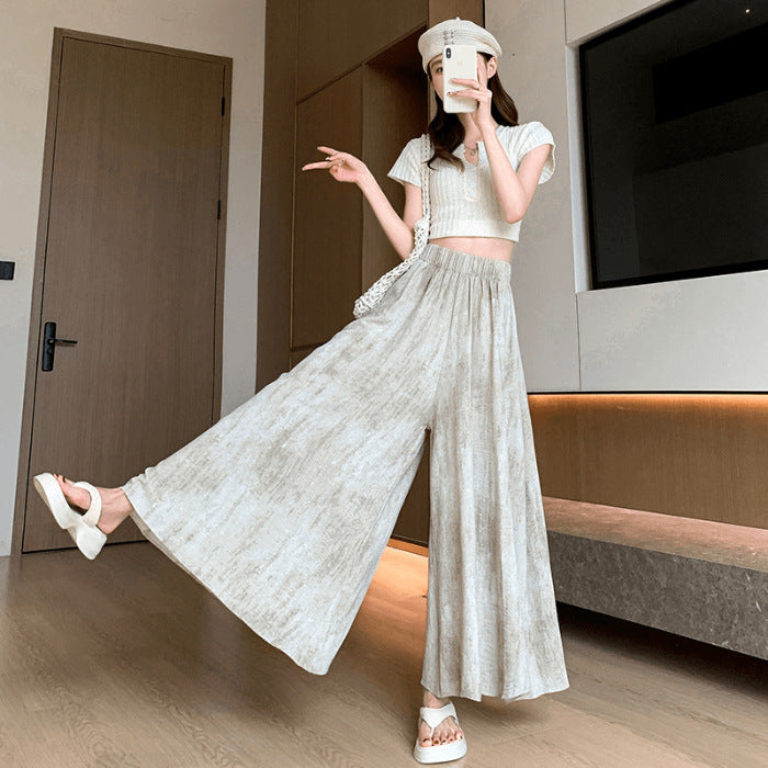 Slimming Draping Tailored Culottes  Women's High Waist Wide Leg Relaxed Fit Trousers