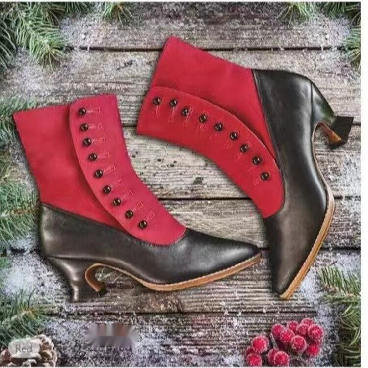 Pointed-toe Horseshoe-heel Mid-heel Women's Boots