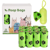 Biodegradable dog poop bags from Bucciato, pet cleaning supplies for waste disposal, shown in a pack with bags ready for use.