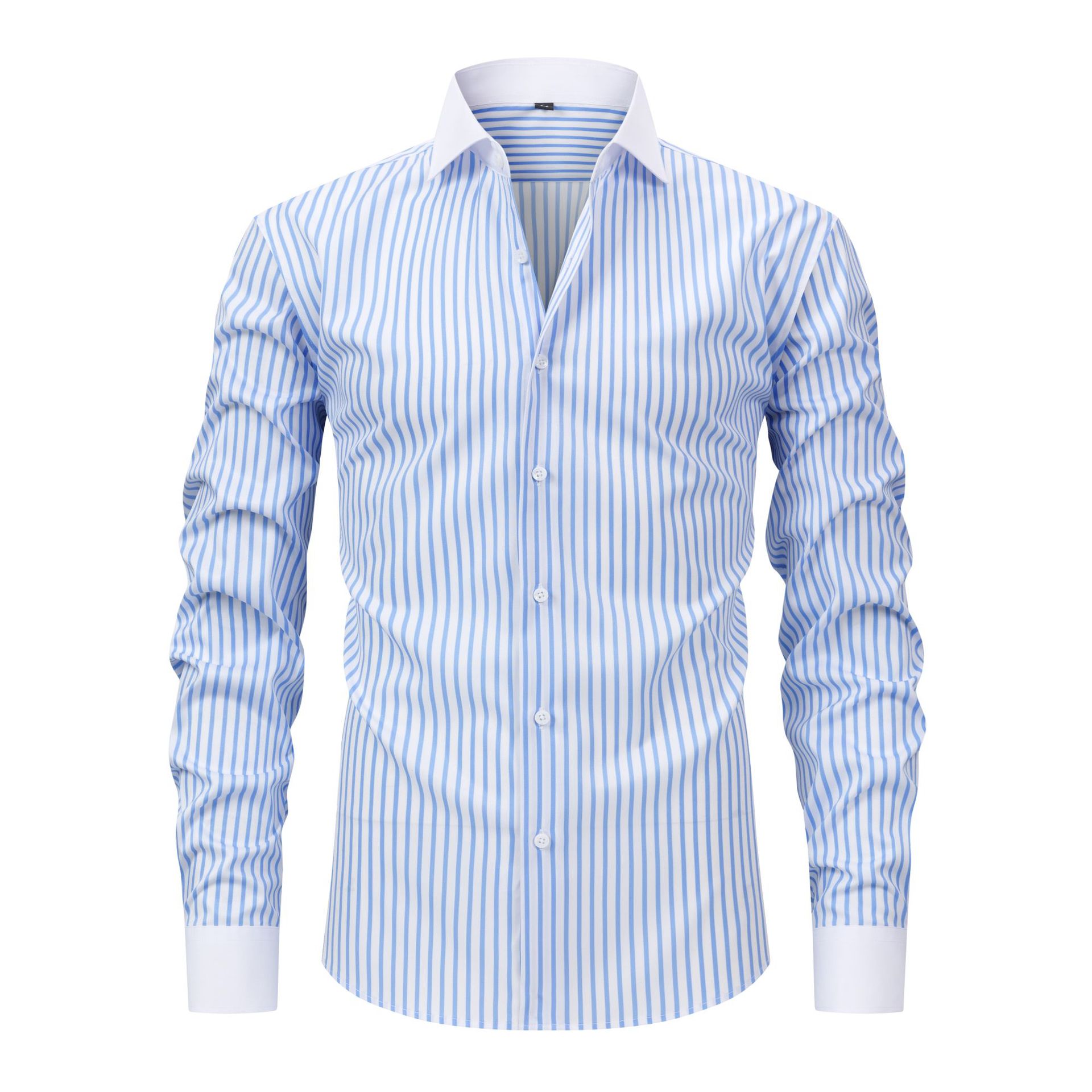 Mens Windsor-collar Long-sleeve Stretch Wrinkle-resistant Easy-care Shirt
