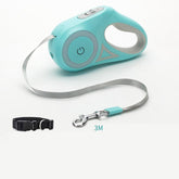 Retractable dog leash and collar set with a spotlight, suitable for small and medium dogs, from Bucciato pet supplies.