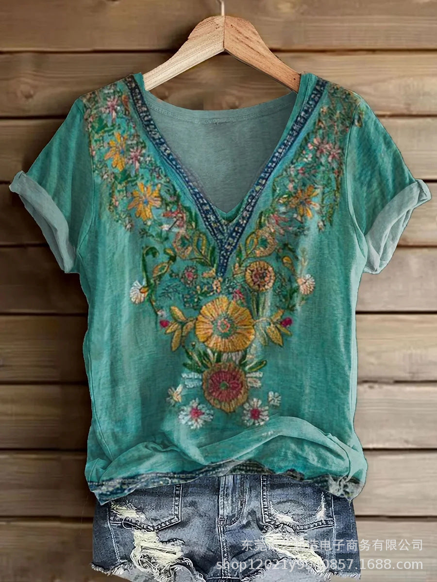 Women's Loose Casual Top With 3D Digital Print