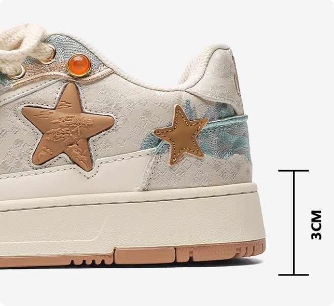 High-end Platform Sneakers With Star Pattern For Couples