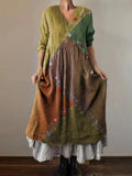 Womens Fashion Off-Shoulder Printed Three-Quarter Sleeve Swing Dress
