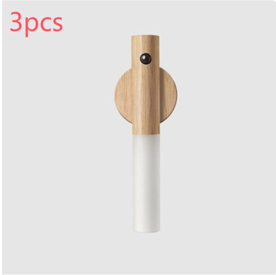 Bucciato magnetic wood LED night light with PIR motion sensor, USB rechargeable, wall-mounted corridor and porch lighting fixture.