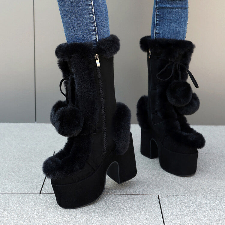 Women's Fashion Mid-Cut Furry Boots