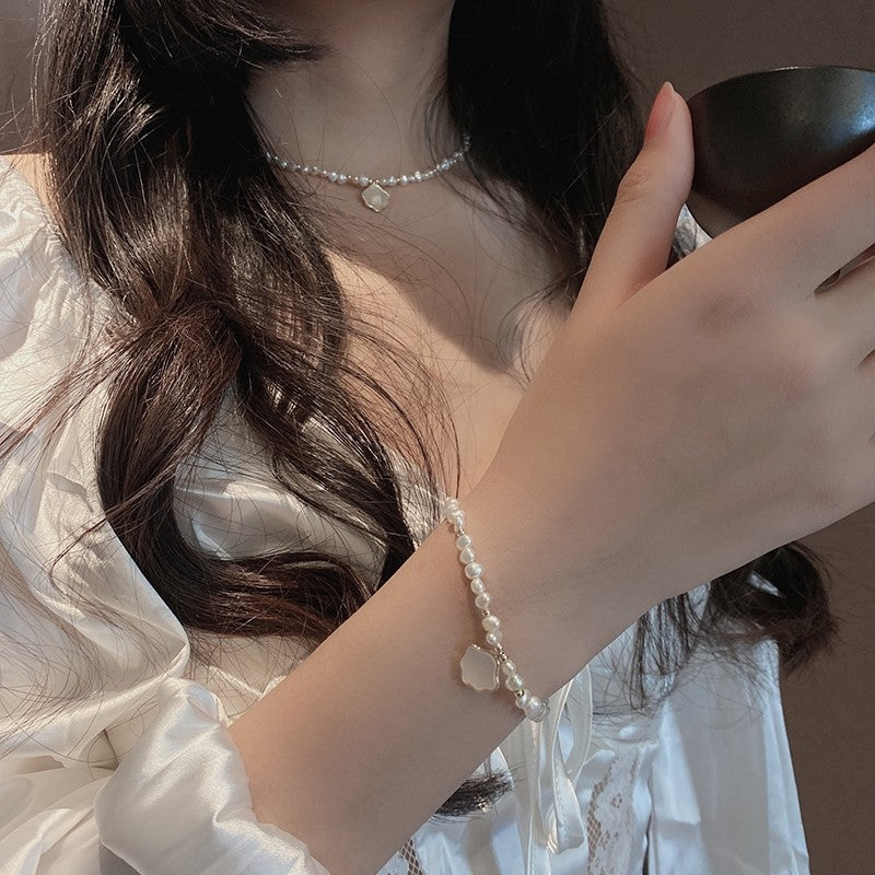 Süßwassermuschel-Süßwasserperlen-Halskette Armband für Damen