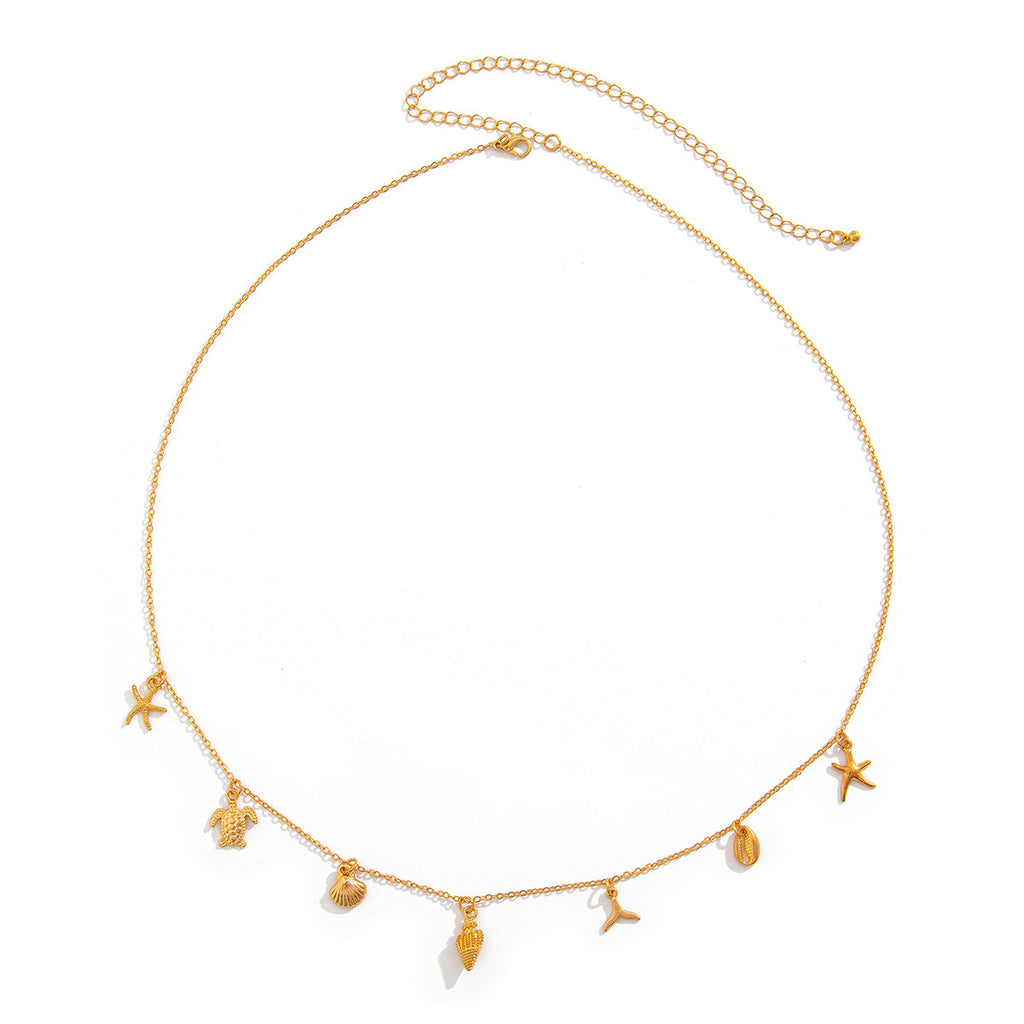 Resort-style Starfish And Scallop Shell Chain Waist Belt