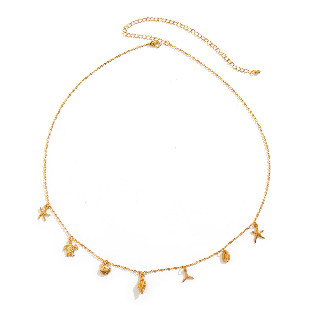 Resort-style Starfish And Scallop Shell Chain Waist Belt