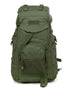 Camouflage backpack for camping, hiking, travel, and cycling featuring multiple compartments and adjustable straps.