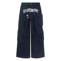 Womens American-style Deconstructed Letter-print Embroidered Design Workwear Pants