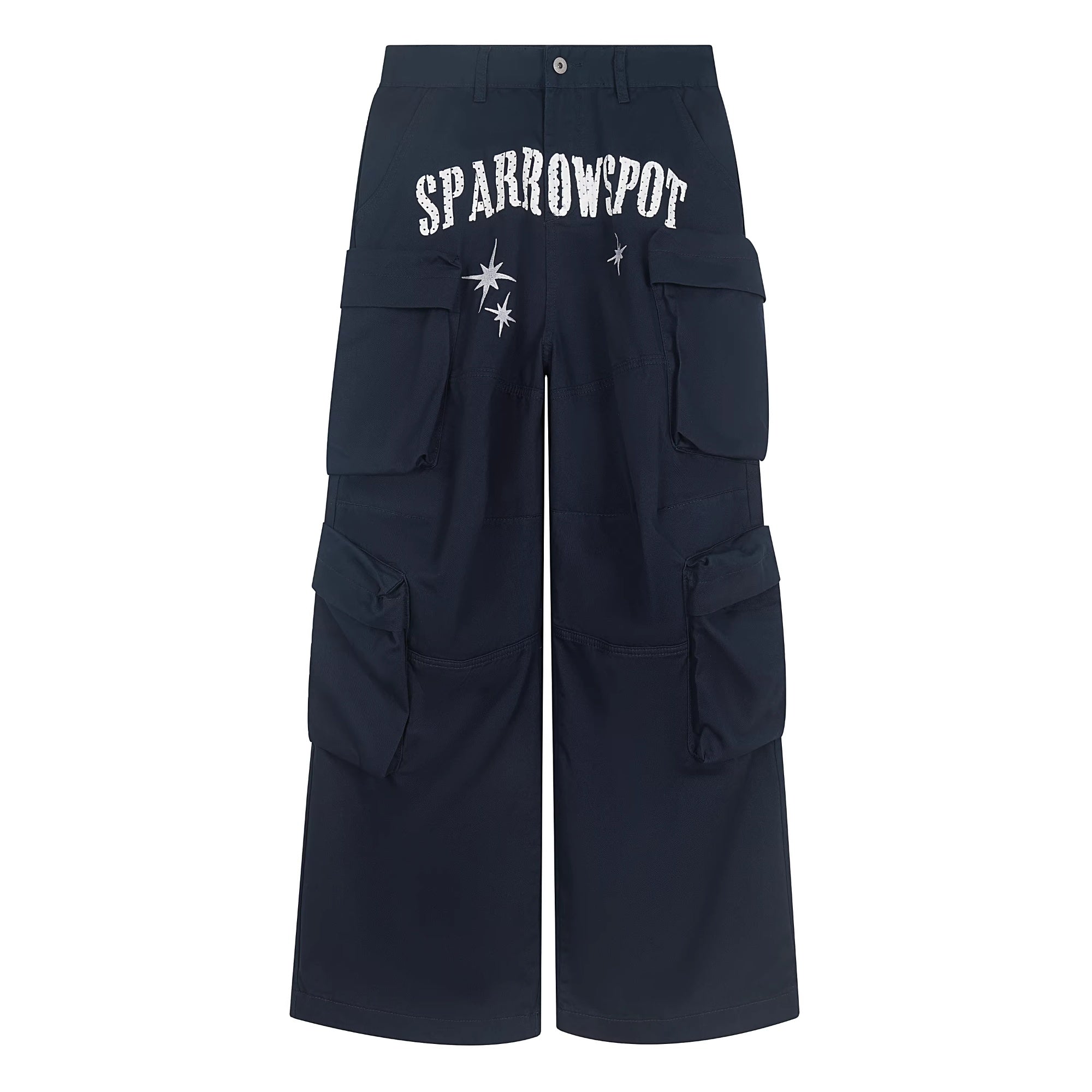 Womens American-style Deconstructed Letter-print Embroidered Design Workwear Pants