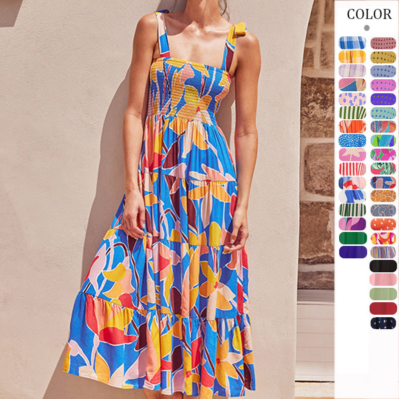 Langes Unterkleid mit Print für Damen
