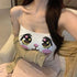 Female creative cartoon printed short vest base, stylish sleeveless top with colorful graphic design, casual wear by Bucciato.
