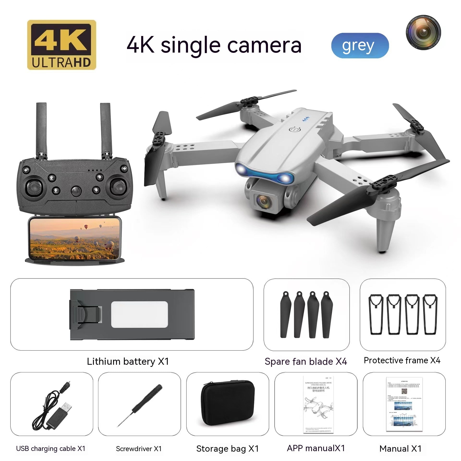 E99pro Drohne mit 4K-HD-Dualkamera und dreiseitiger Kamera