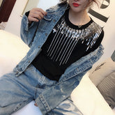 Sequin rhinestone tassel women&