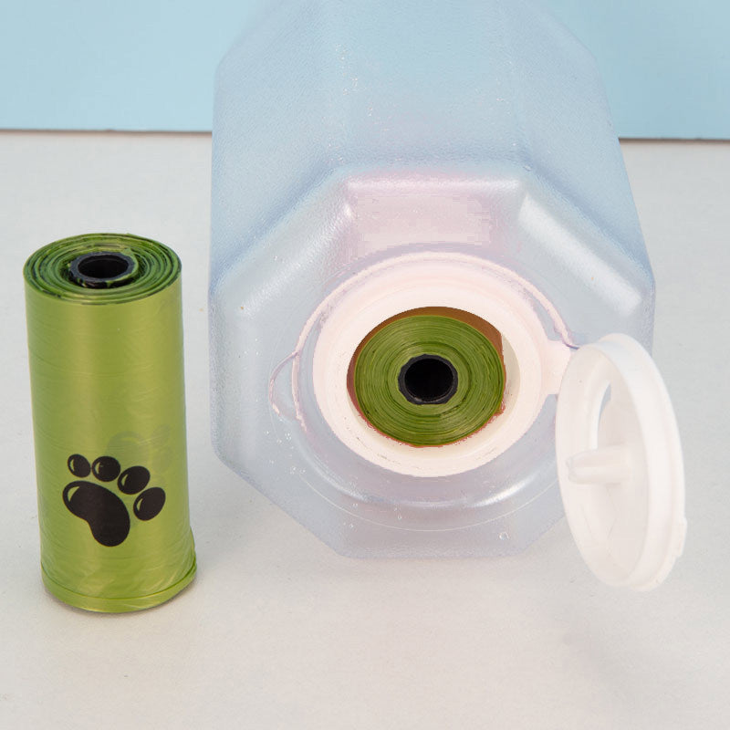 Portable Bucciato 3-in-1 cat and dog water bottle with food dispenser, leak-proof pet feeder and drinker for travel.
