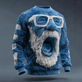 Men’s Bucciato flannel Christmas sweater featuring a snowman pattern and a crew-neck design, ideal for holiday festivities.